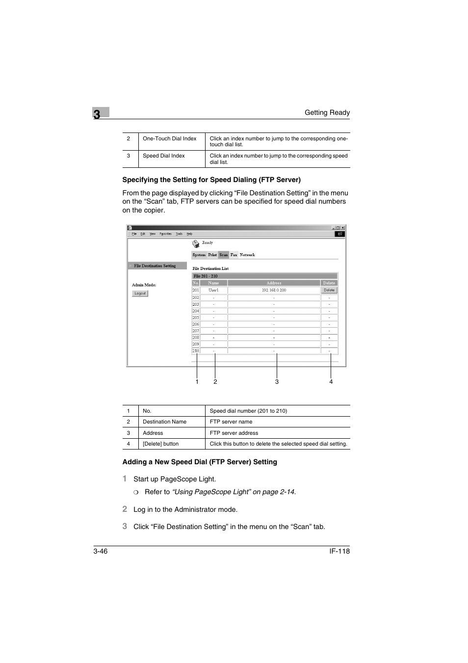 Adding a new speed dial (ftp server) setting | Konica Minolta IF-118 User Manual | Page 73 / 140