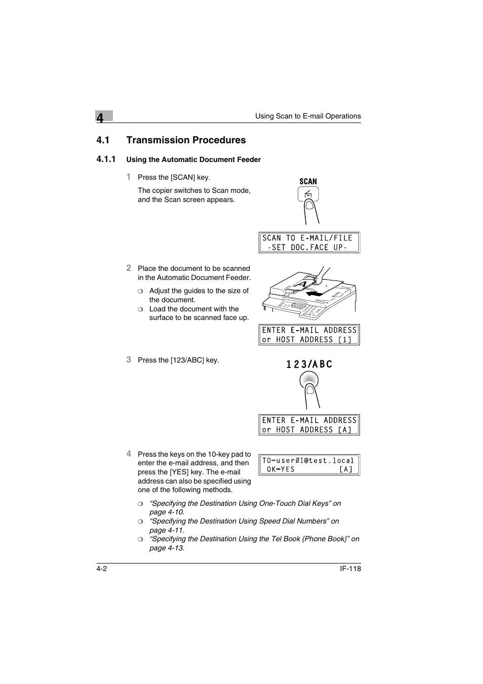 1 transmission procedures, 1 using the automatic document feeder, Transmission procedures -2 | Using the automatic document feeder -2 | Konica Minolta IF-118 User Manual | Page 79 / 140