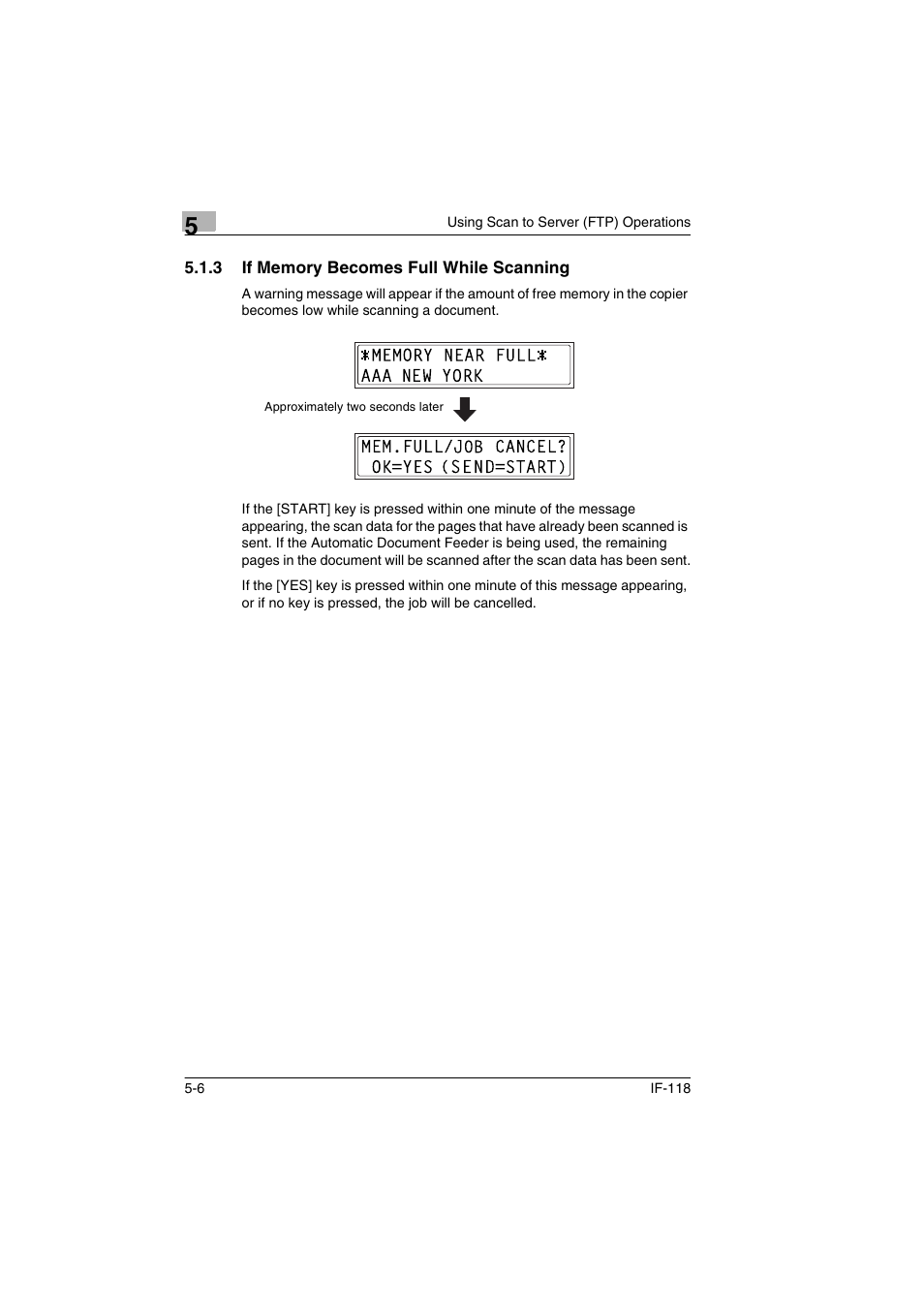 3 if memory becomes full while scanning, If memory becomes full while scanning -6 | Konica Minolta IF-118 User Manual | Page 99 / 140