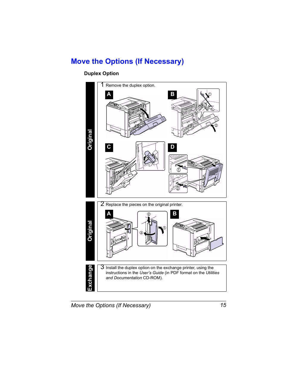 Move the options (if necessary), Duplex option | Konica Minolta Magicolor 5430 User Manual | Page 17 / 24