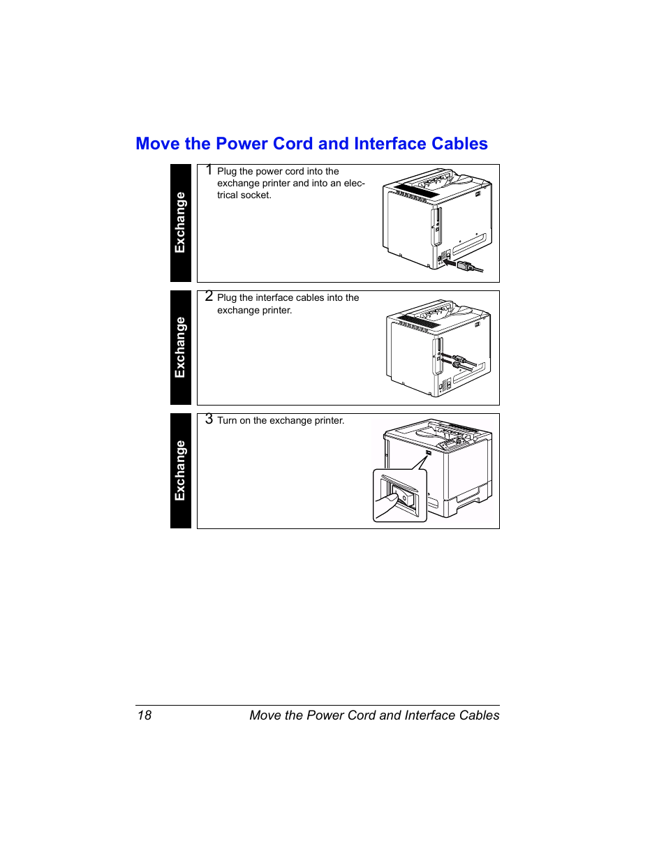 Move the power cord and interface cables | Konica Minolta Magicolor 5430 User Manual | Page 20 / 24