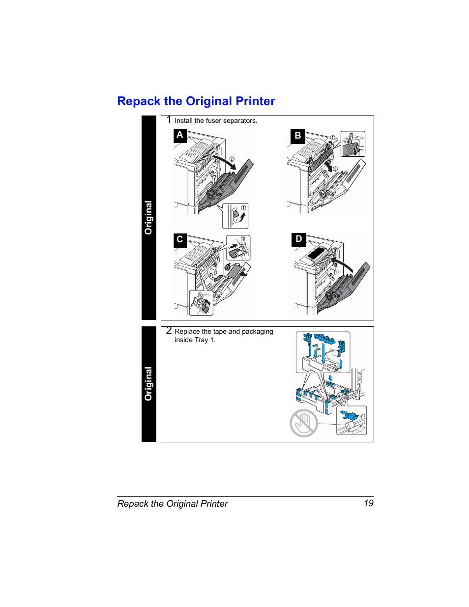 Repack the original printer | Konica Minolta Magicolor 5430 User Manual | Page 21 / 24