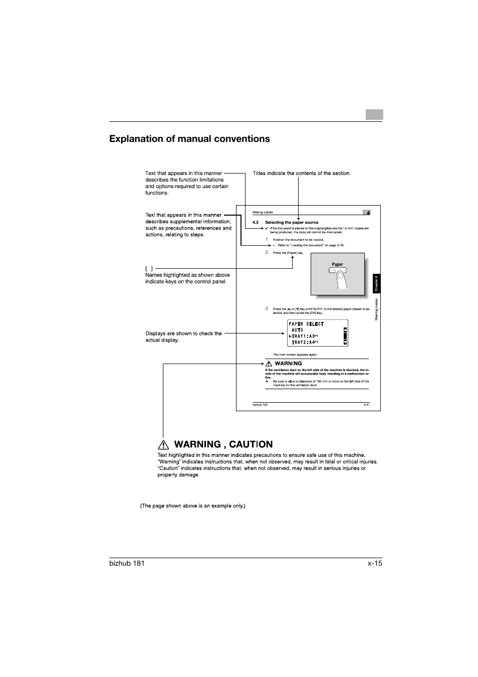 Explanation of manual conventions | Konica Minolta bizhub 181 User Manual | Page 16 / 322