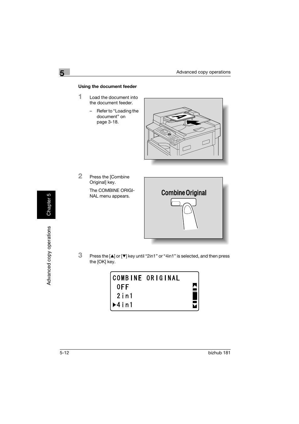 Using the document feeder, Using the document feeder -12 | Konica Minolta bizhub 181 User Manual | Page 171 / 322