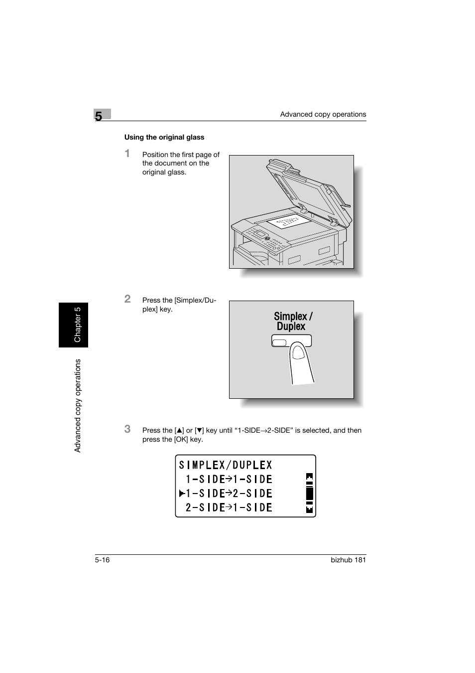 Using the original glass, Using the original glass -16 | Konica Minolta bizhub 181 User Manual | Page 175 / 322