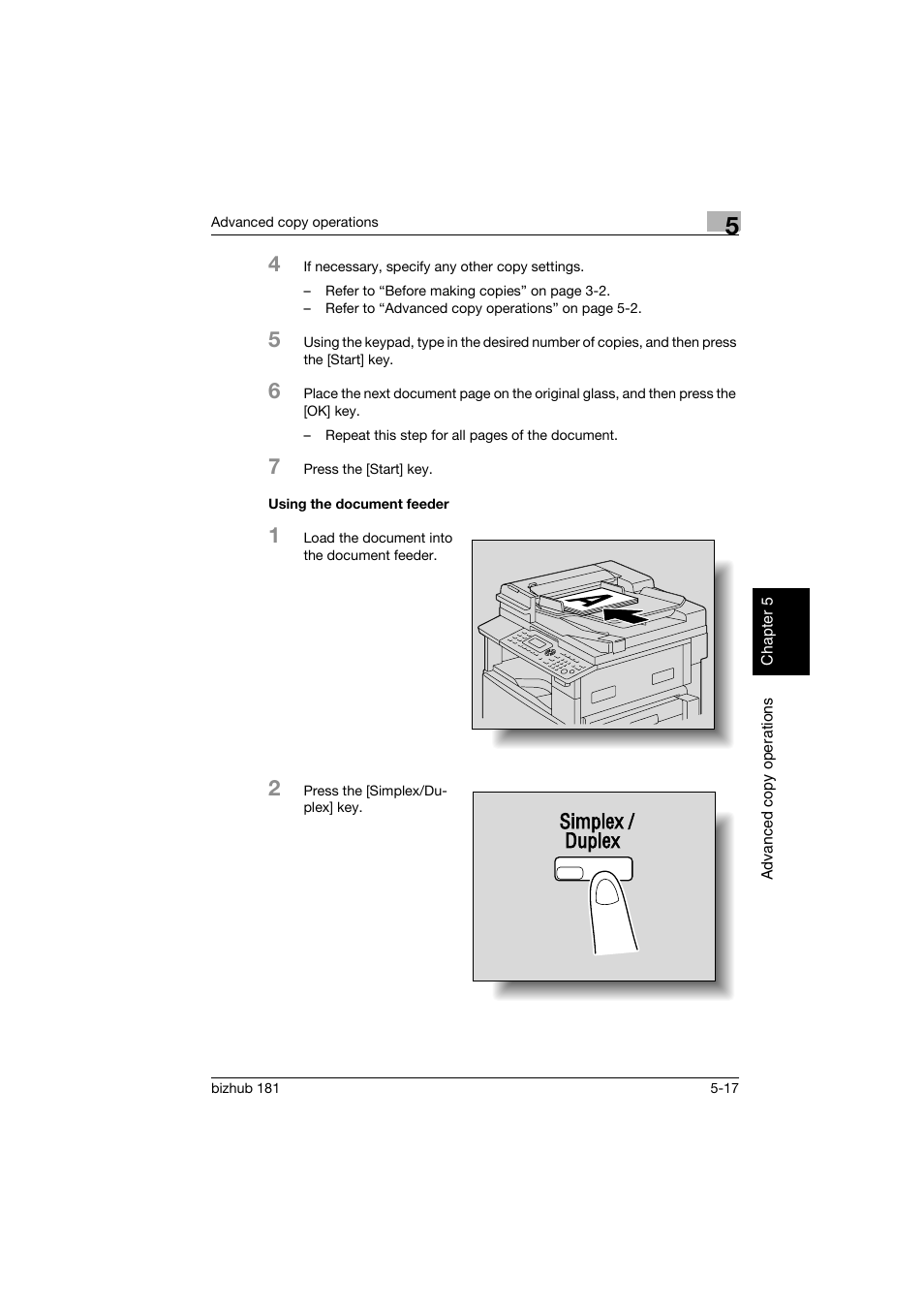 Using the document feeder, Using the document feeder -17 | Konica Minolta bizhub 181 User Manual | Page 176 / 322