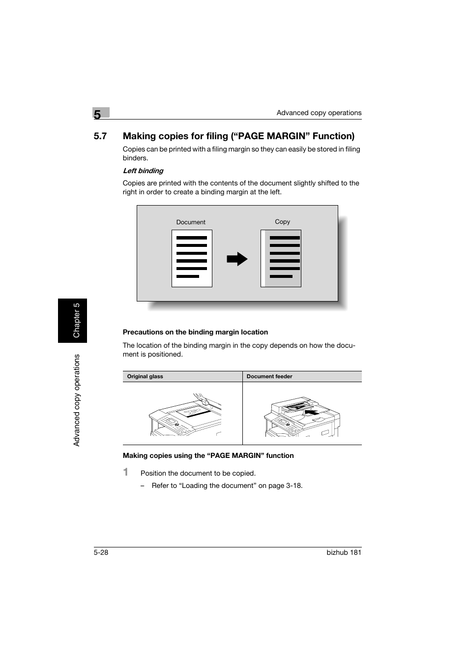 Precautions on the binding margin location | Konica Minolta bizhub 181 User Manual | Page 187 / 322