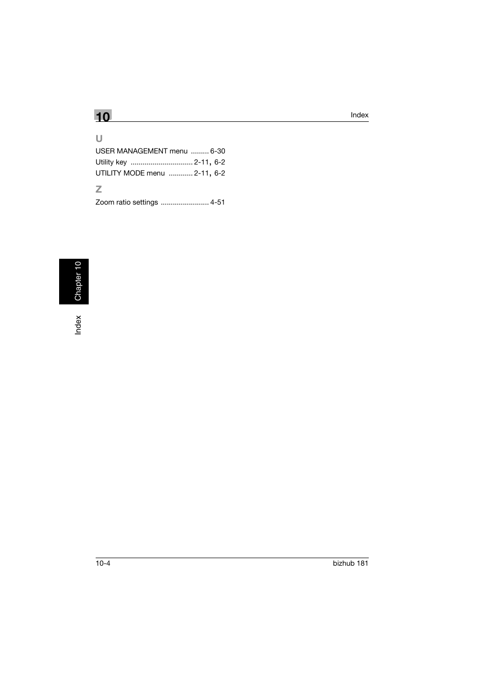 U to z | Konica Minolta bizhub 181 User Manual | Page 321 / 322