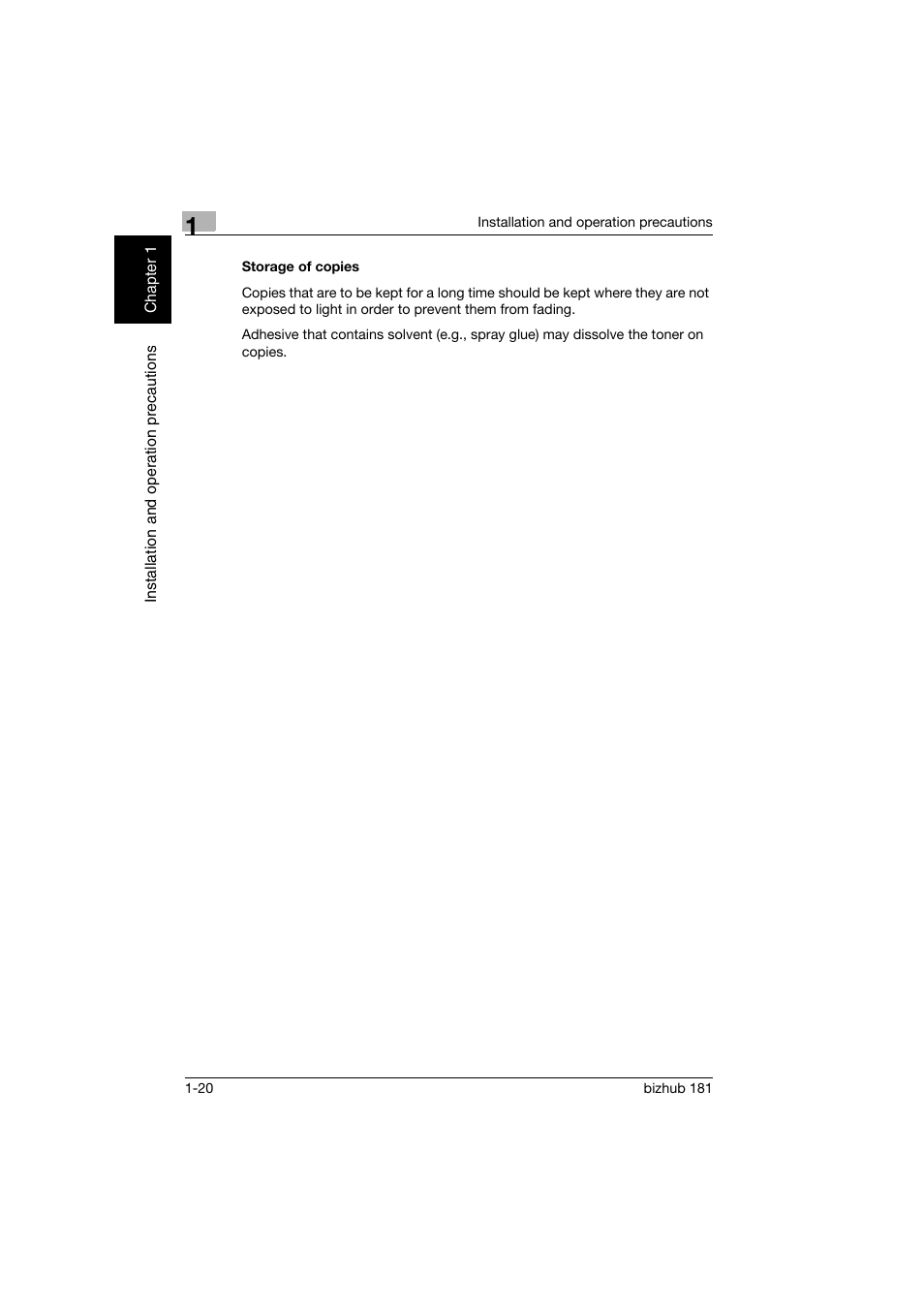 Storage of copies, Storage of copies -20 | Konica Minolta bizhub 181 User Manual | Page 41 / 322