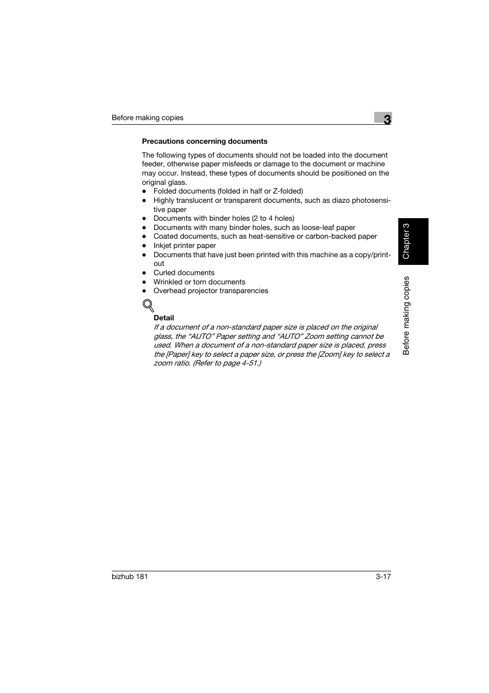 Precautions concerning documents, Precautions concerning documents -17 | Konica Minolta bizhub 181 User Manual | Page 82 / 322