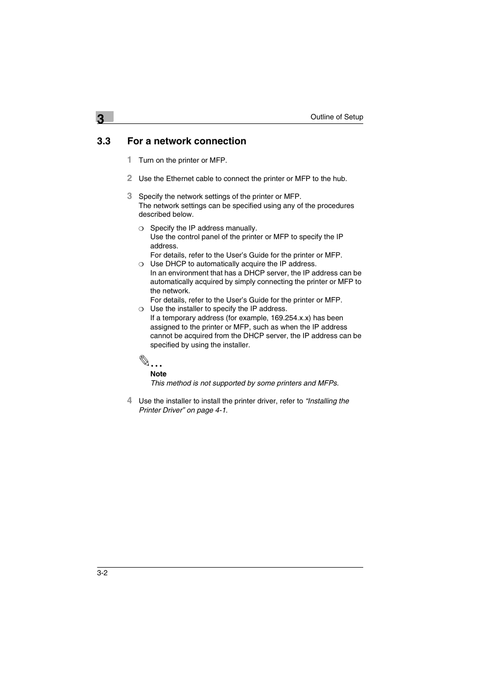 3 for a network connection, For a network connection -2 | Konica Minolta BIZHUB PRO 1050 User Manual | Page 9 / 36