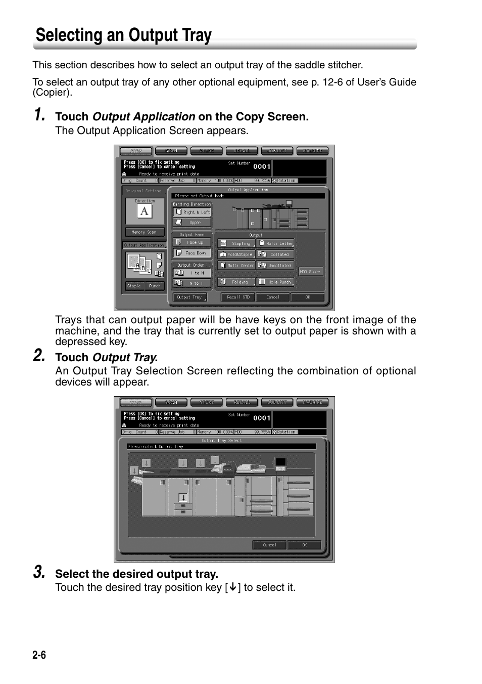 Selecting an output tray, Selecting an output tray -6 | Konica Minolta SD-501 User Manual | Page 28 / 52