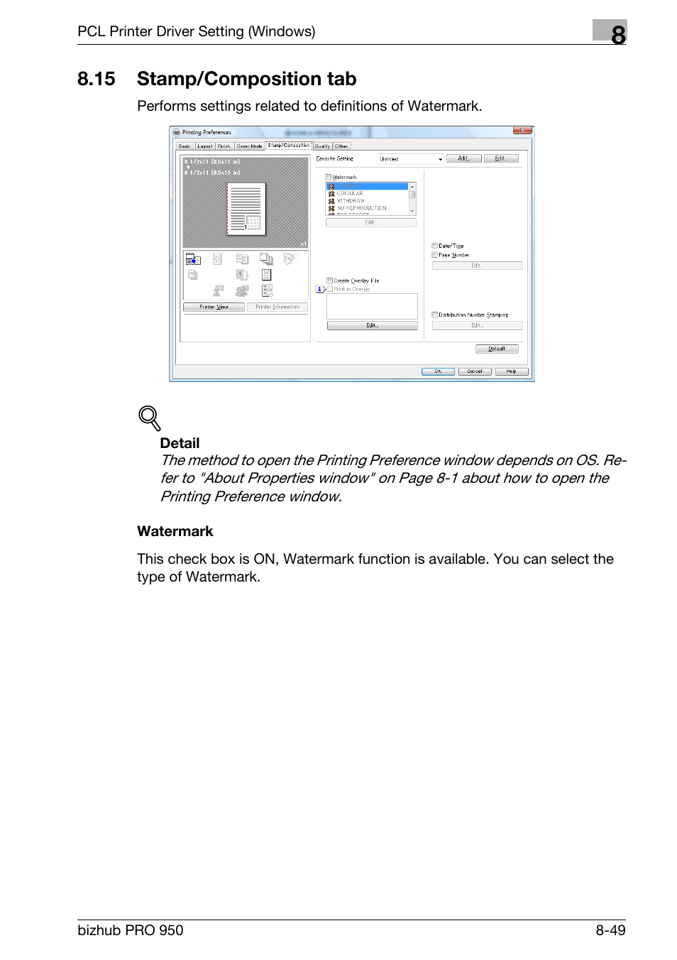 15 stamp/composition tab, Watermark, Stamp/composition tab -49 | Konica Minolta bizhub PRO 950 User Manual | Page 166 / 320