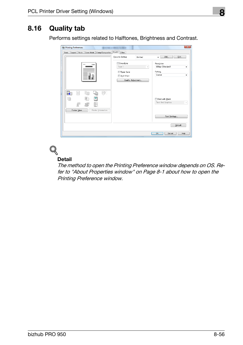 16 quality tab, Quality tab -56 | Konica Minolta bizhub PRO 950 User Manual | Page 173 / 320