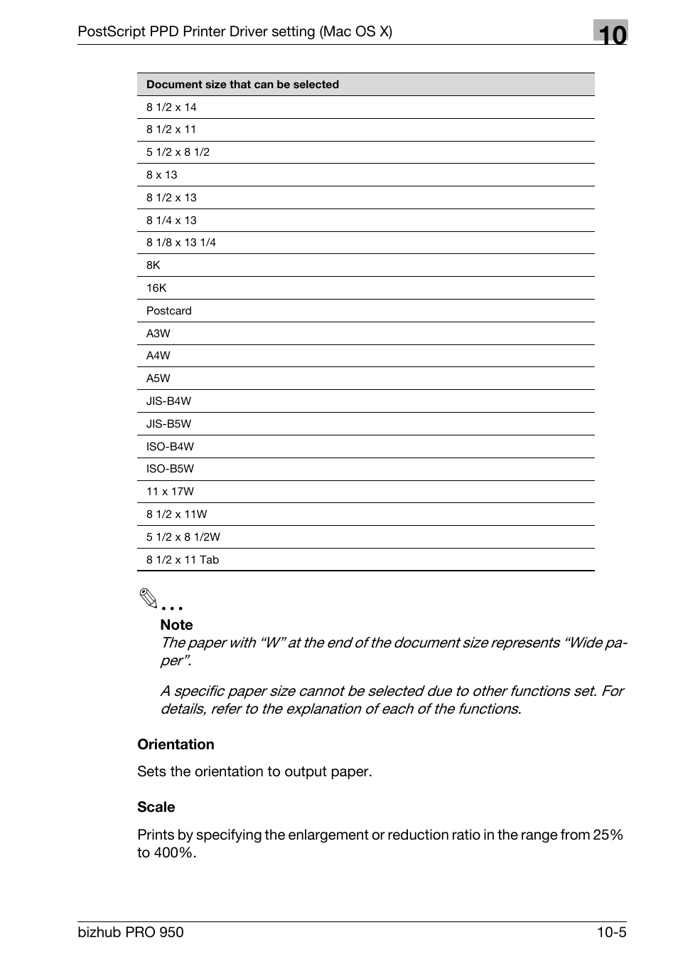 Orientation, Scale | Konica Minolta bizhub PRO 950 User Manual | Page 224 / 320