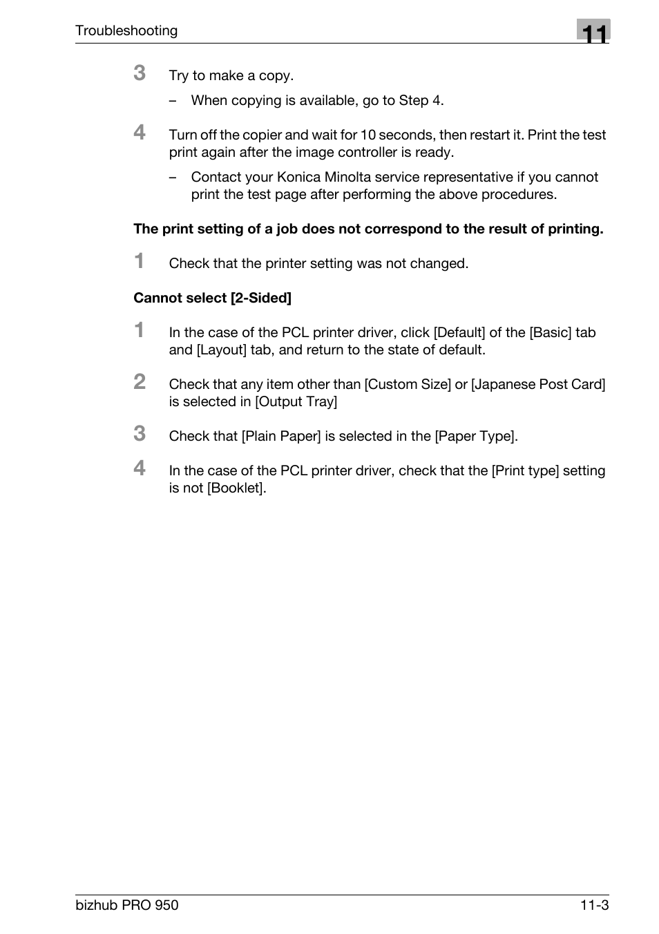 Cannot select [2-sided | Konica Minolta bizhub PRO 950 User Manual | Page 253 / 320