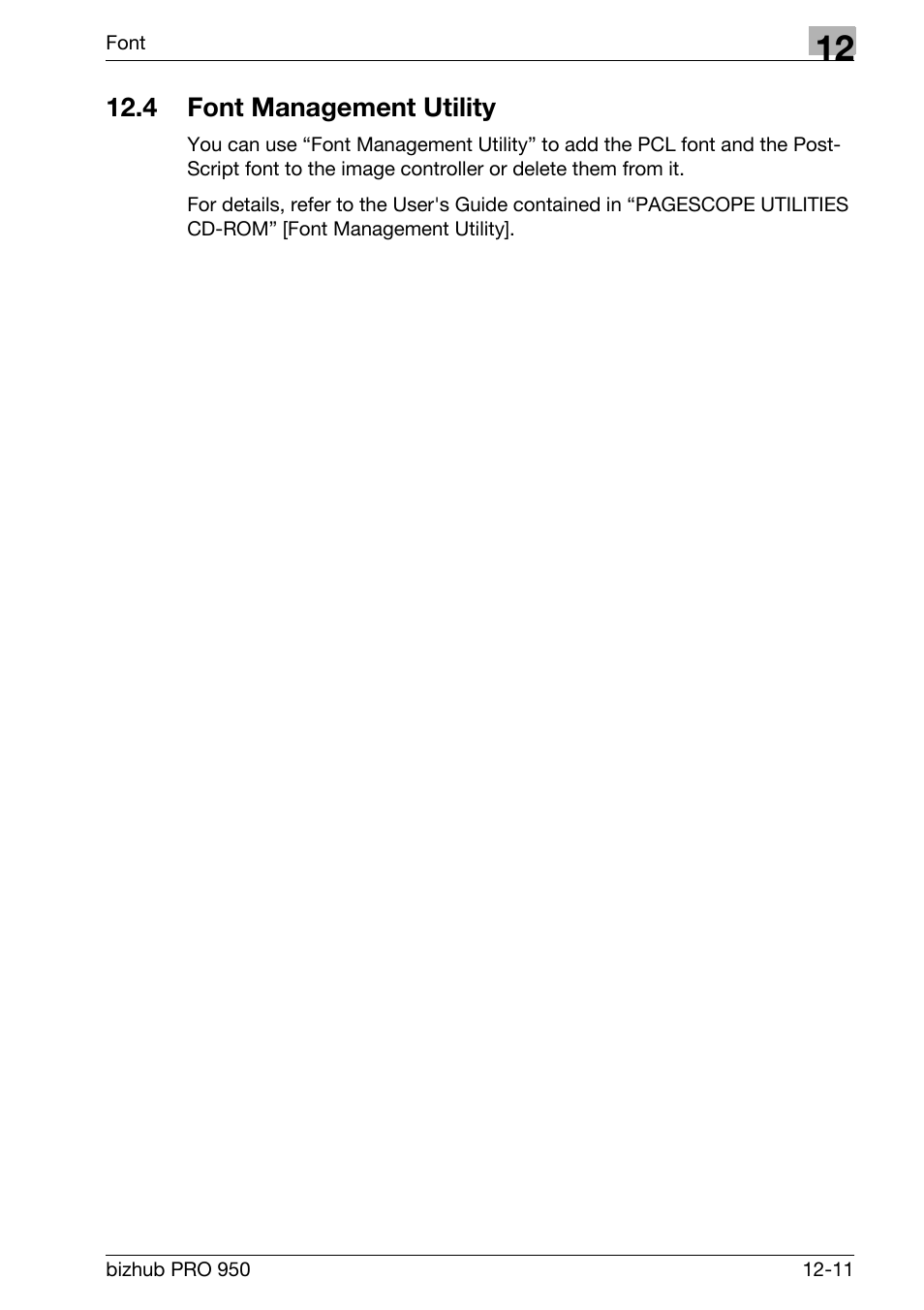 4 font management utility, Font management utility -11 | Konica Minolta bizhub PRO 950 User Manual | Page 267 / 320