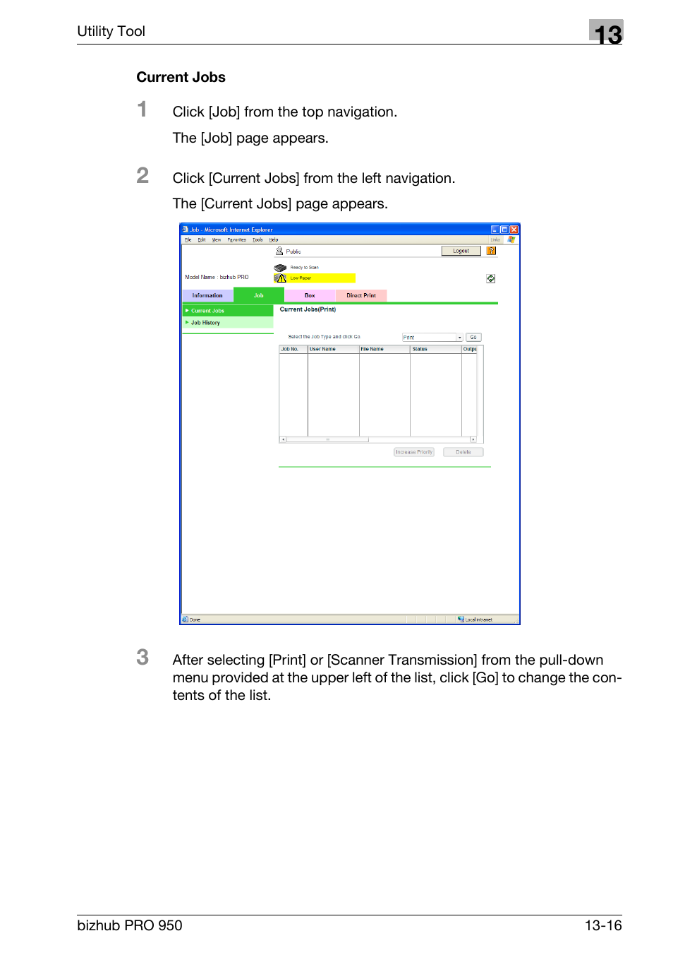 Current jobs | Konica Minolta bizhub PRO 950 User Manual | Page 283 / 320