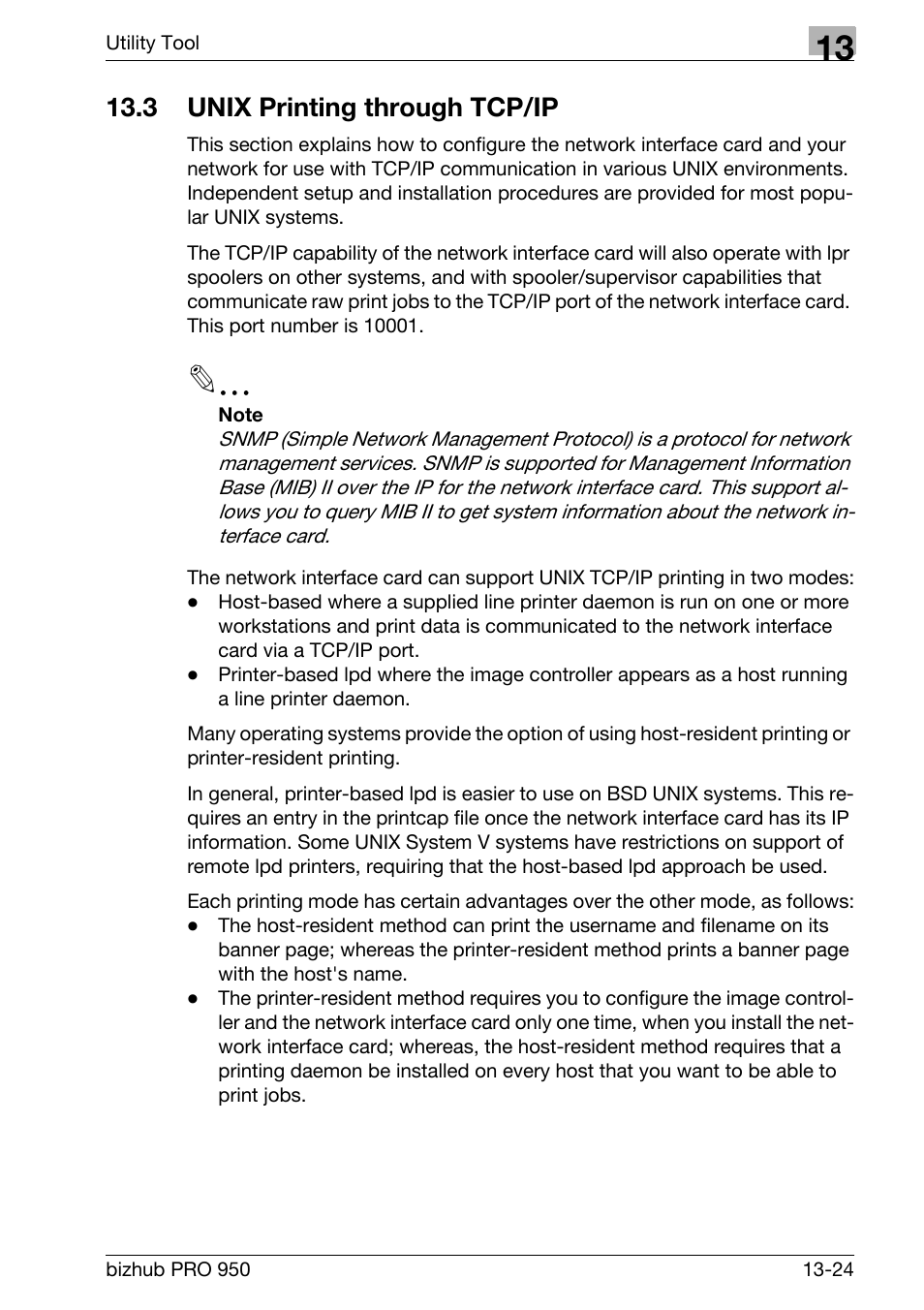 3 unix printing through tcp/ip, Unix printing through tcp/ip -24 | Konica Minolta bizhub PRO 950 User Manual | Page 291 / 320