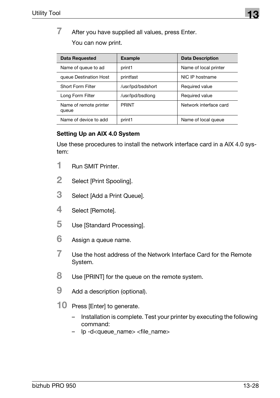 Setting up an aix 4.0 system | Konica Minolta bizhub PRO 950 User Manual | Page 295 / 320