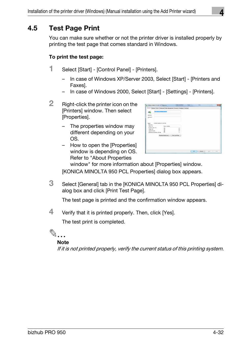 5 test page print | Konica Minolta bizhub PRO 950 User Manual | Page 64 / 320