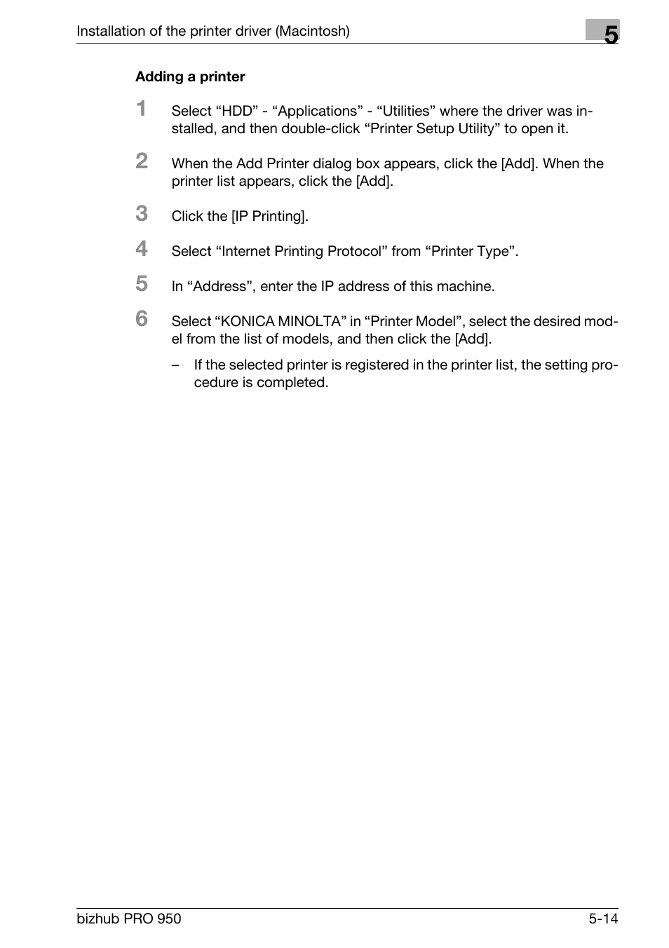 Adding a printer | Konica Minolta bizhub PRO 950 User Manual | Page 78 / 320