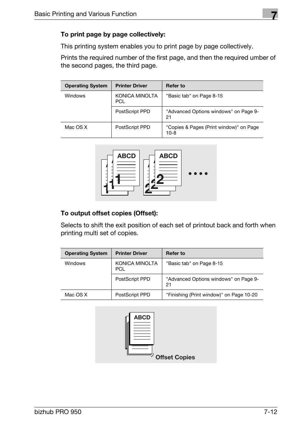 To output offset copies (offset) | Konica Minolta bizhub PRO 950 User Manual | Page 97 / 320