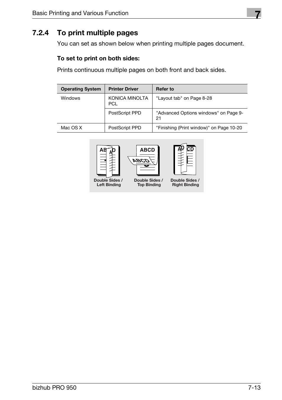 To set to print on both sides, 4 to print multiple pages | Konica Minolta bizhub PRO 950 User Manual | Page 98 / 320