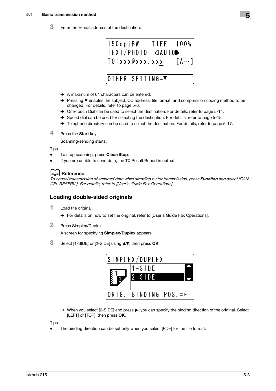 Loading double-sided originals, Loading double-sided originals -3 | Konica Minolta Bizhub 215 User Manual | Page 37 / 91