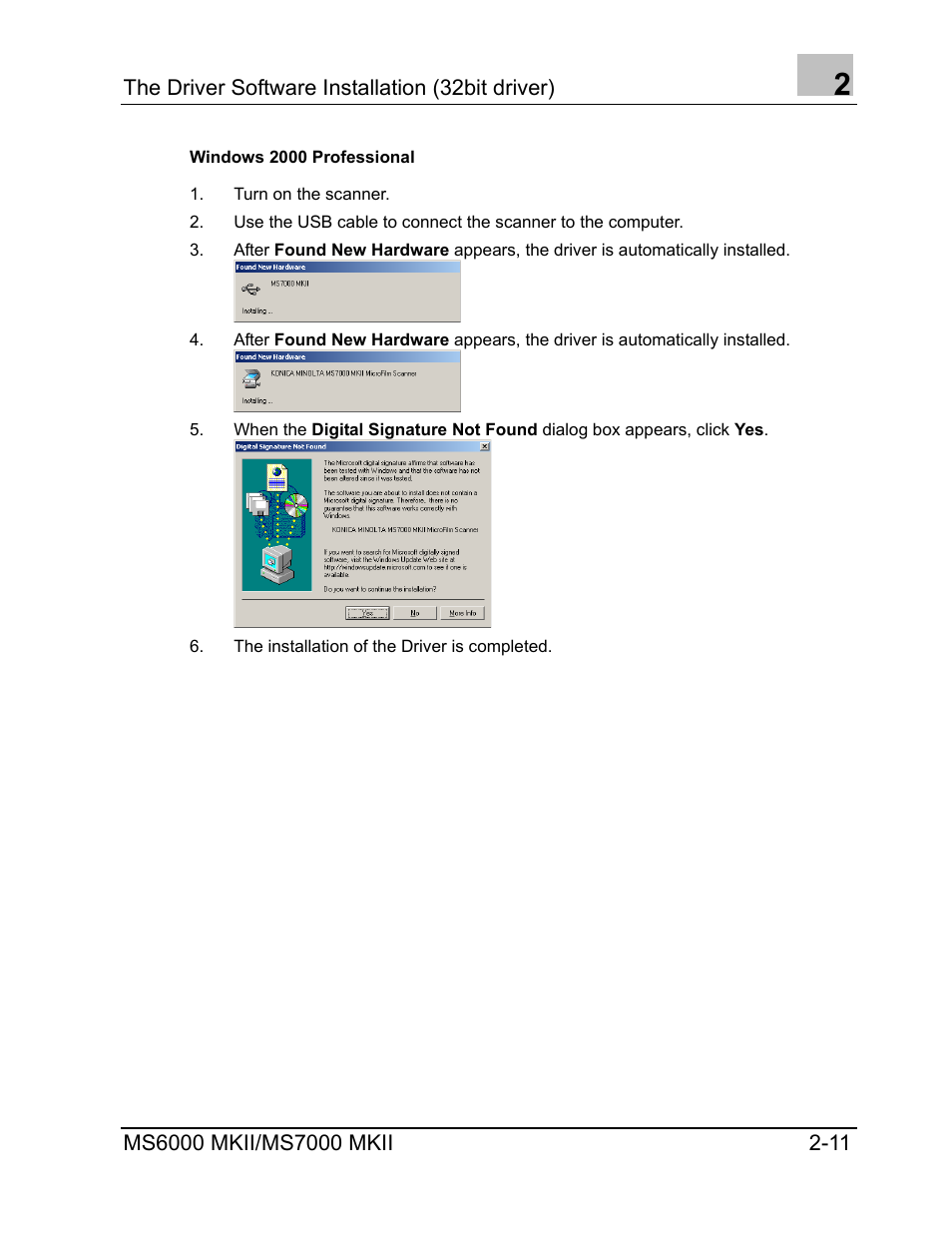 Windows 2000 professional | Konica Minolta MS7000 MKII User Manual | Page 19 / 72