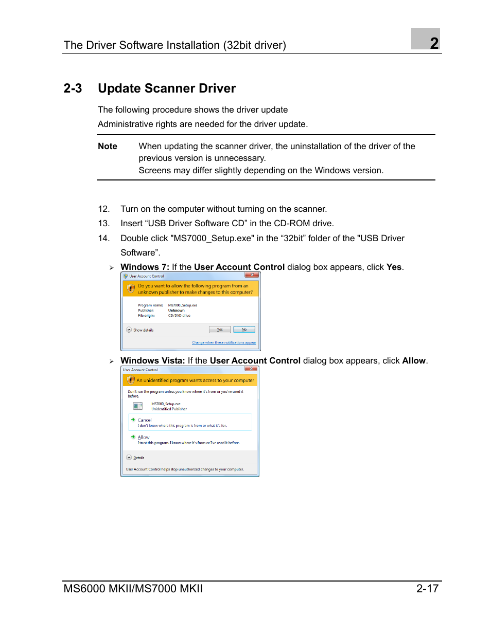 Update scanner driver, 3 update scanner driver | Konica Minolta MS7000 MKII User Manual | Page 25 / 72