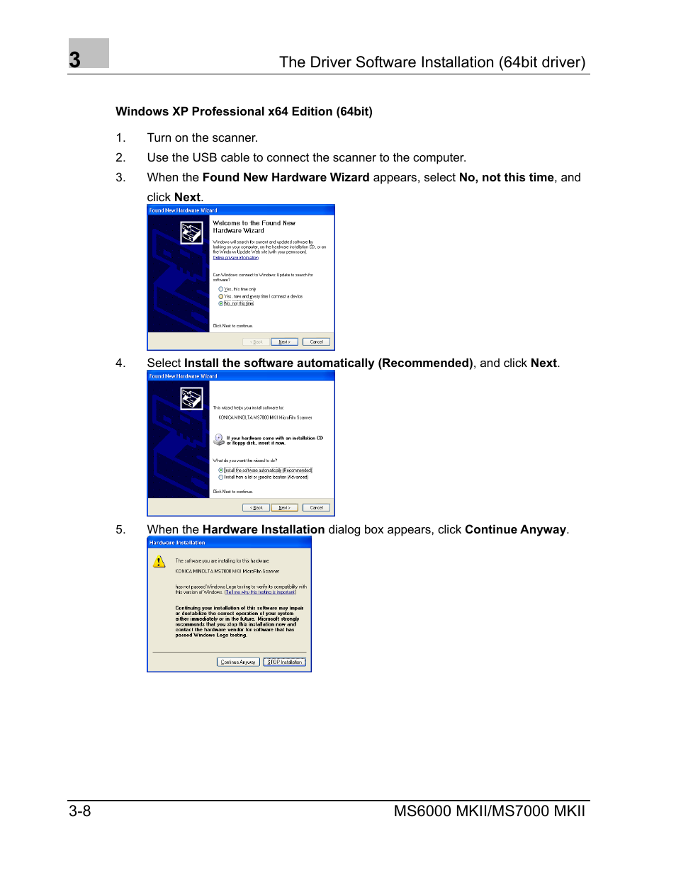 Windows xp professional x64 edition (64bit) | Konica Minolta MS7000 MKII User Manual | Page 34 / 72