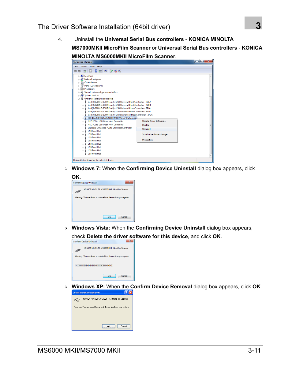 The driver software installation (64bit driver) | Konica Minolta MS7000 MKII User Manual | Page 37 / 72