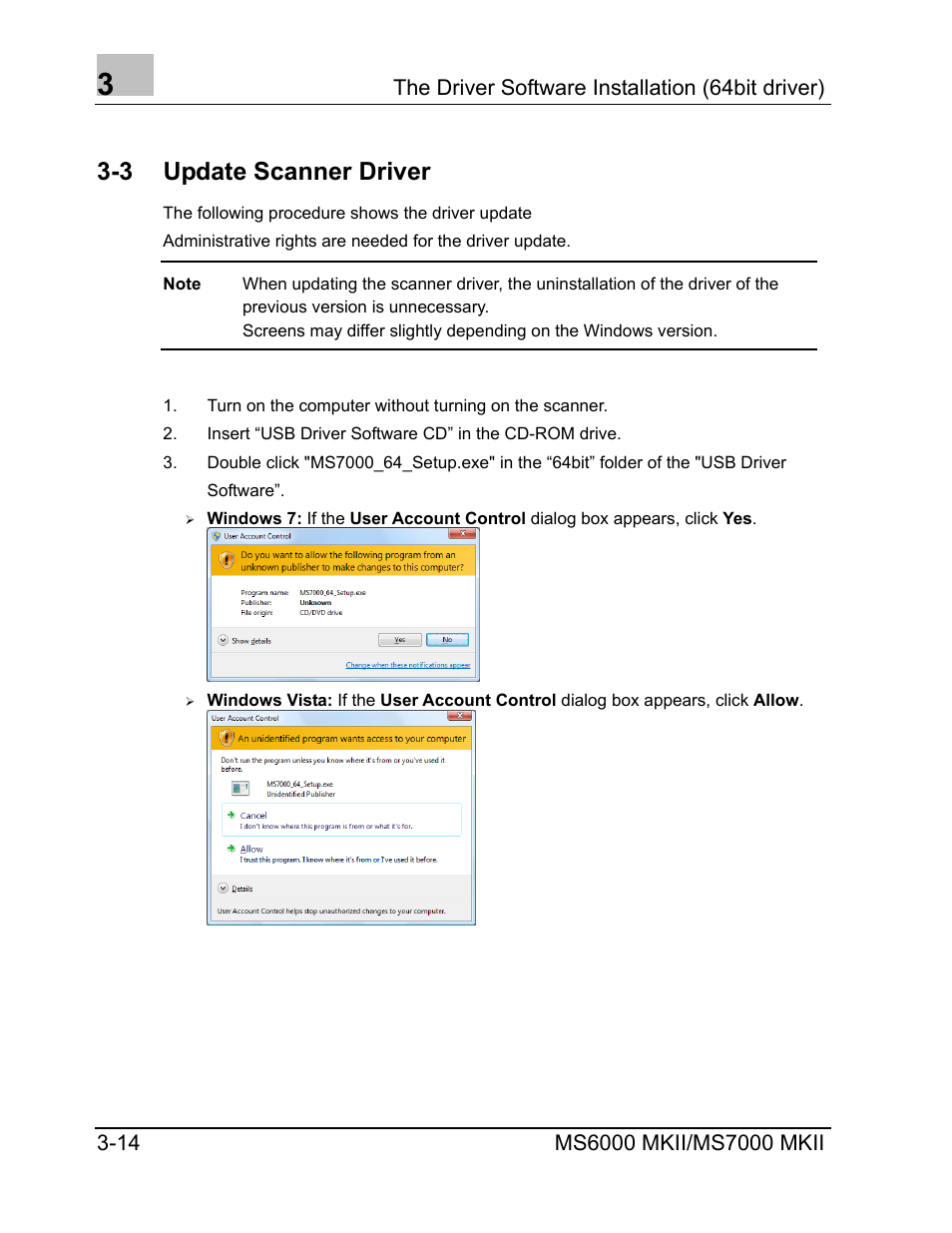 Update scanner driver, 3 update scanner driver | Konica Minolta MS7000 MKII User Manual | Page 40 / 72