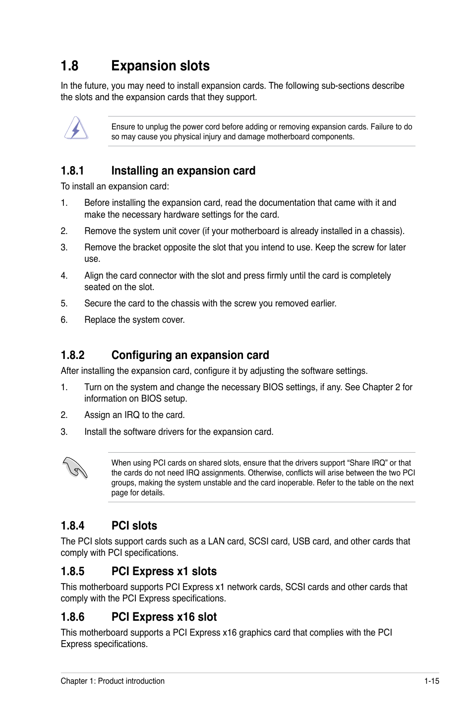 8 expansion slots, 1 installing an expansion card, 2 configuring an expansion card | 4 pci slots, 5 pci express x1 slots, 6 pci express x16 slot | Asus M3N78-CM User Manual | Page 25 / 62