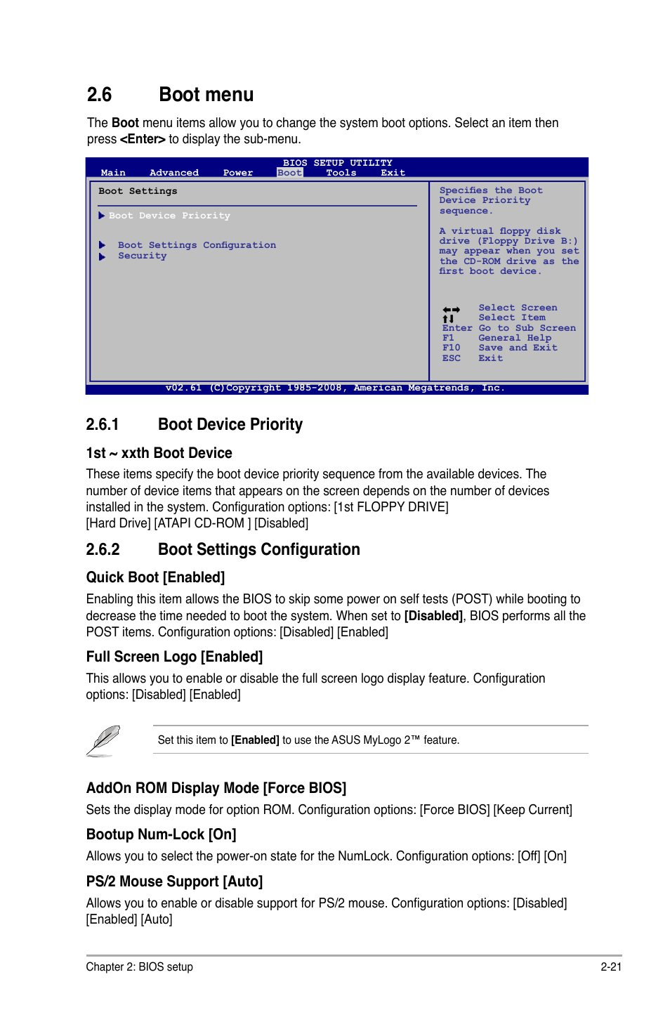 6 boot menu, 1 boot device priority, 2 boot settings configuration | Asus M3N78-CM User Manual | Page 57 / 62