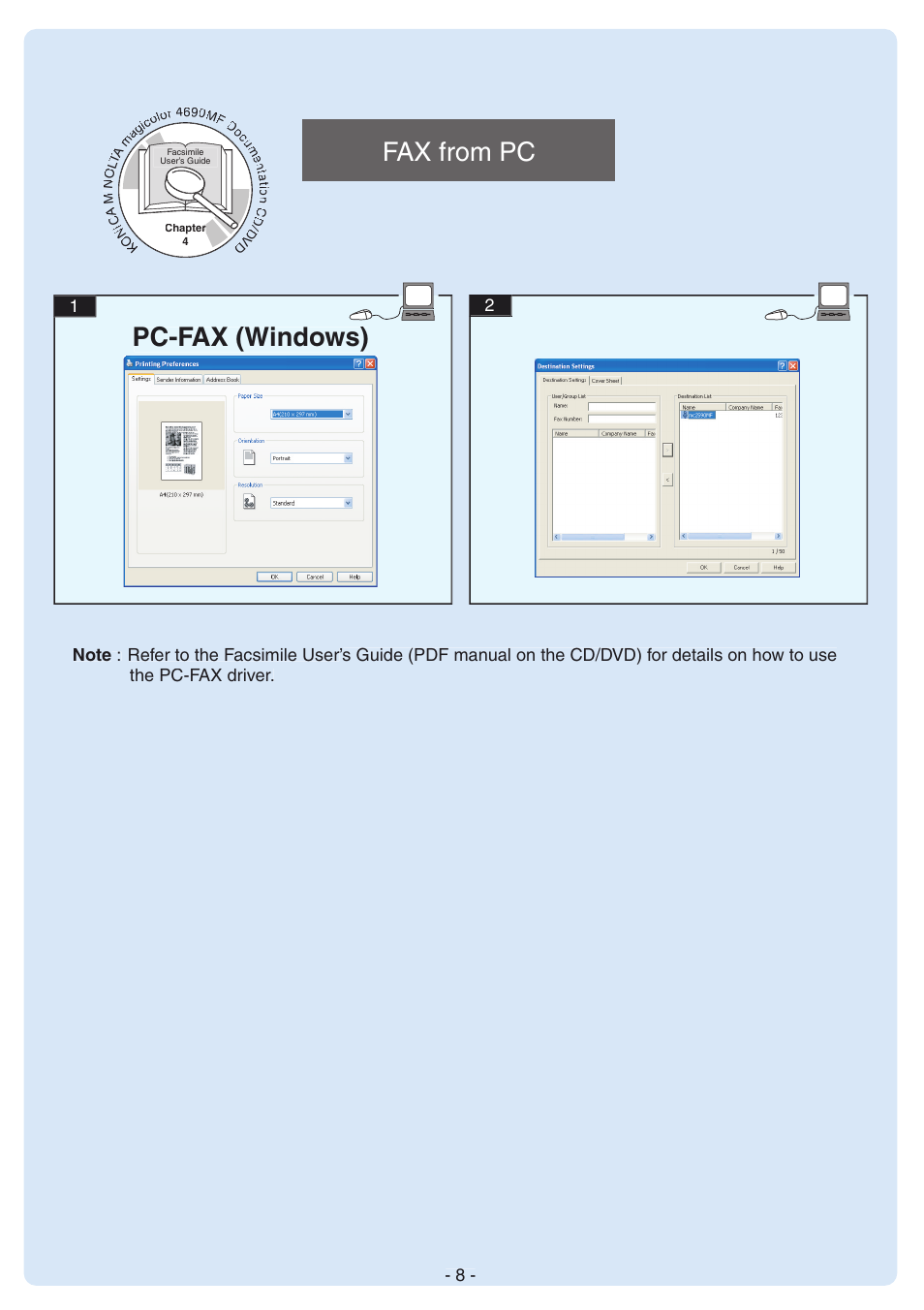 Fax from pc, Pc-fax (windows) | Konica Minolta magicolor 4690MF User Manual | Page 8 / 12