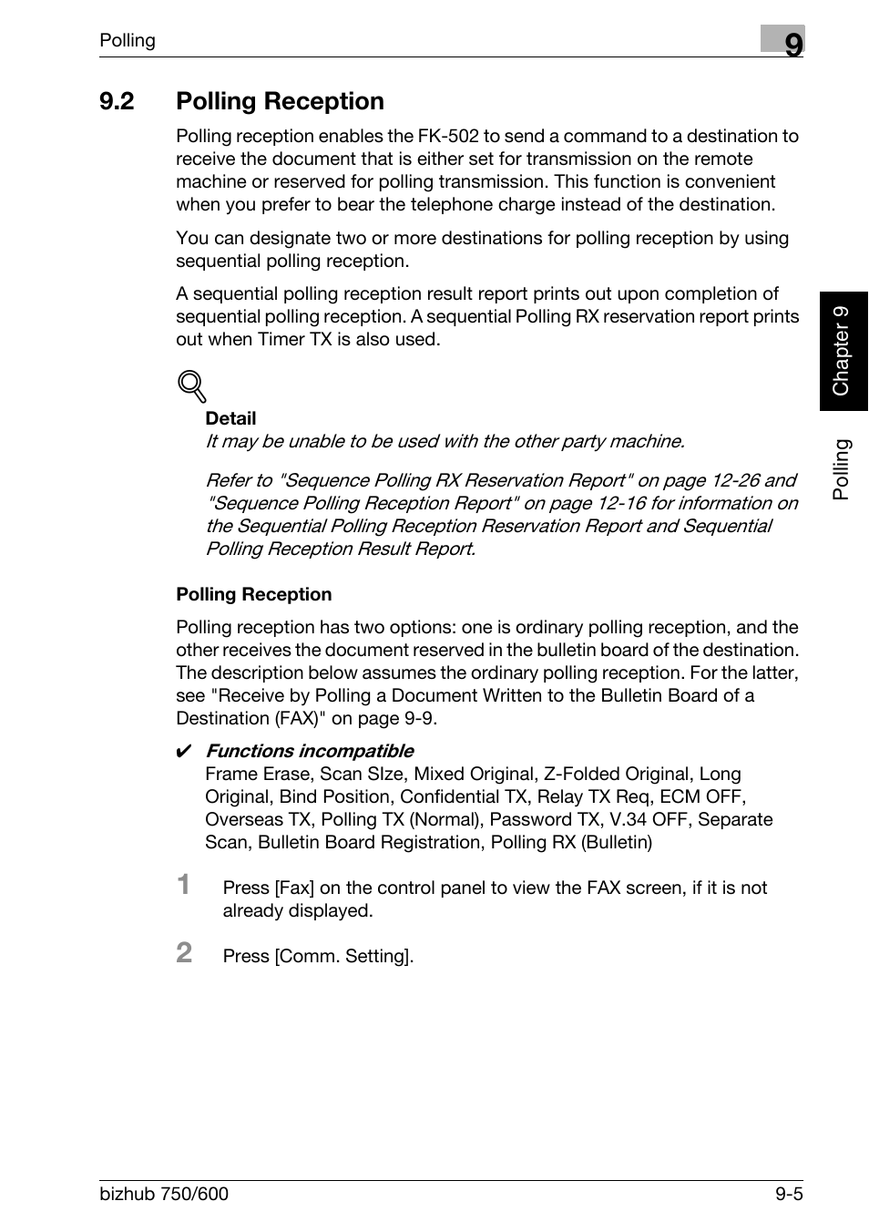 2 polling reception, Polling reception, Polling reception -5 | Konica Minolta FK-502 User Manual | Page 206 / 458