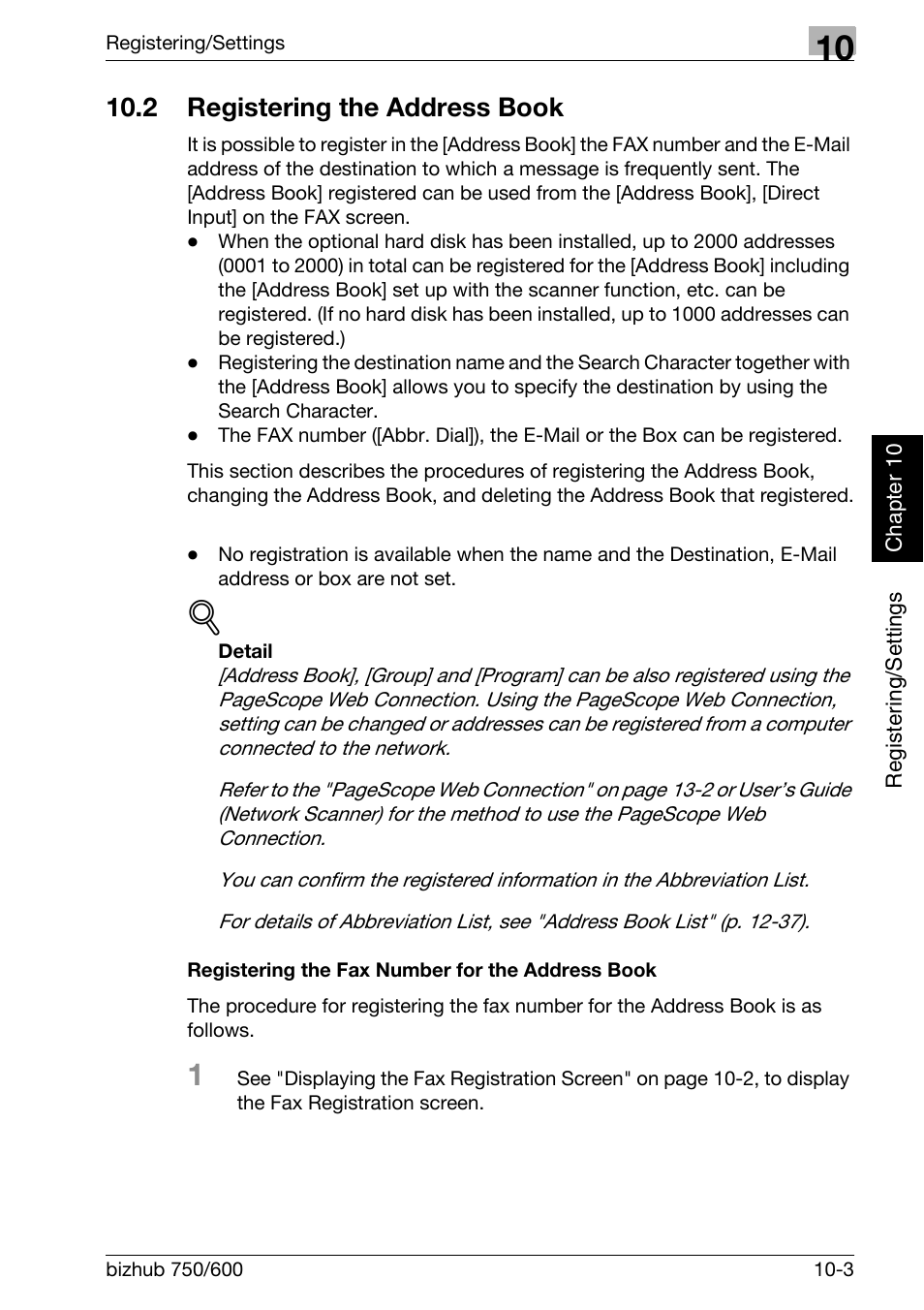 2 registering the address book, Registering the fax number for the address book, Registering the address book -3 | Konica Minolta FK-502 User Manual | Page 216 / 458