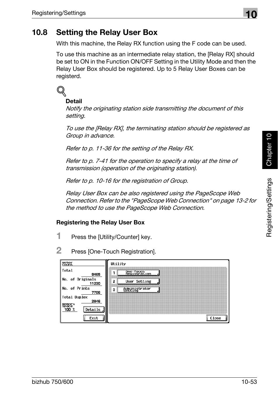 8 setting the relay user box, Registering the relay user box, Setting the relay user box -53 | Konica Minolta FK-502 User Manual | Page 266 / 458