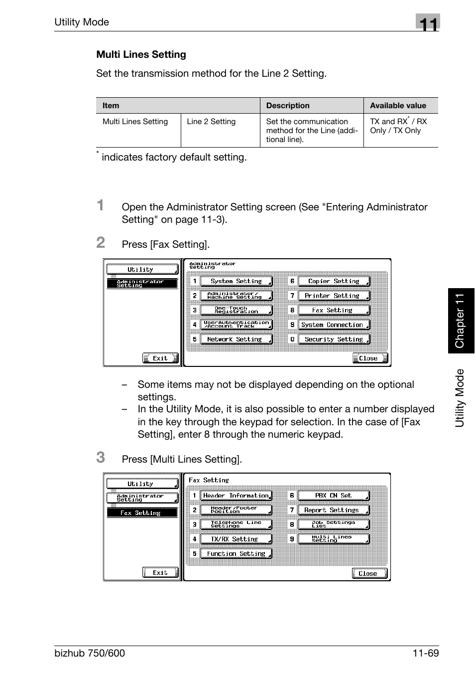 Multi lines setting | Konica Minolta FK-502 User Manual | Page 338 / 458