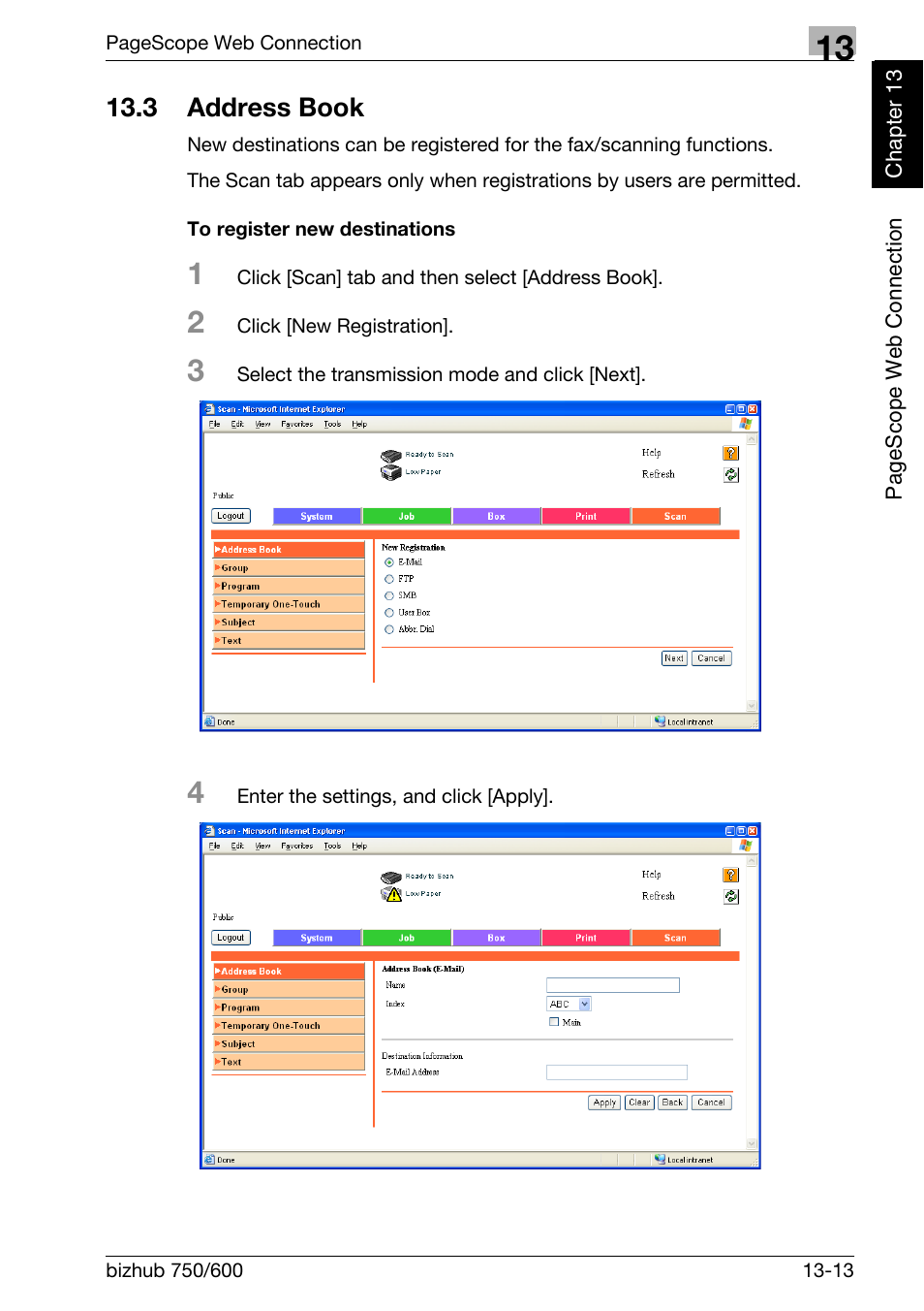 3 address book, To register new destinations, Address book -13 | Konica Minolta FK-502 User Manual | Page 412 / 458