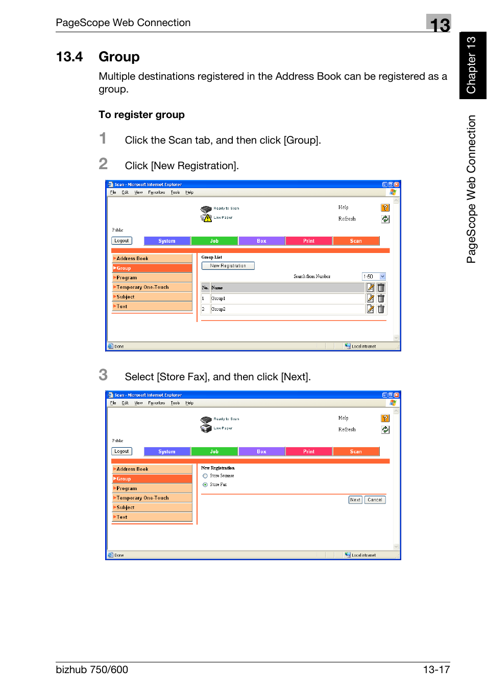 4 group, To register group, Group -17 | Konica Minolta FK-502 User Manual | Page 416 / 458