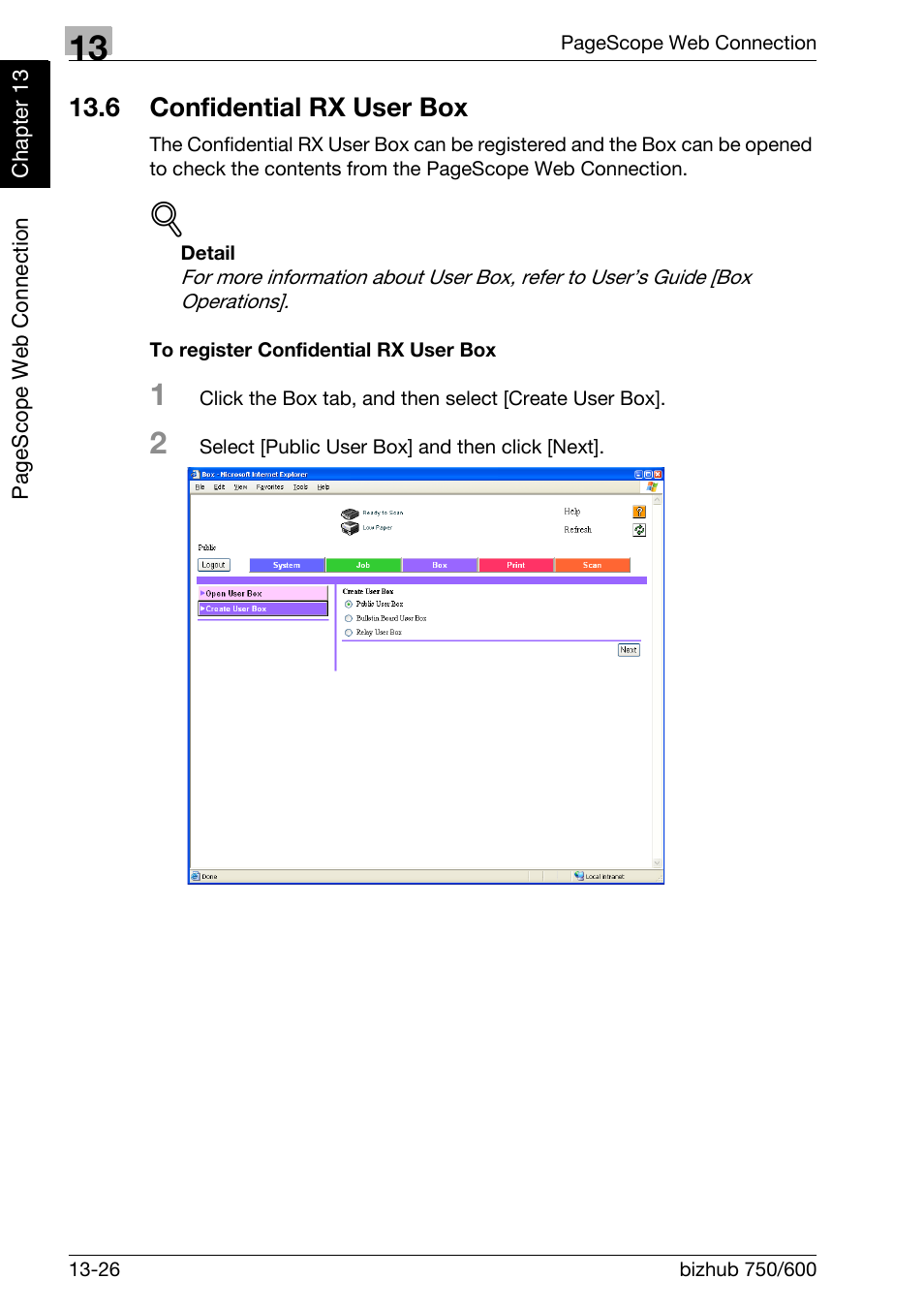 6 confidential rx user box, To register confidential rx user box, Confidential rx user box -26 | Konica Minolta FK-502 User Manual | Page 425 / 458