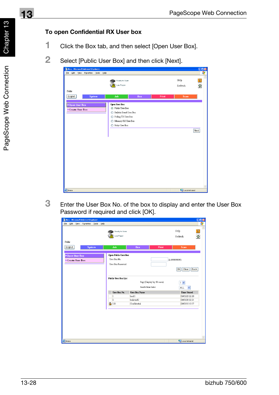 To open confidential rx user box | Konica Minolta FK-502 User Manual | Page 427 / 458