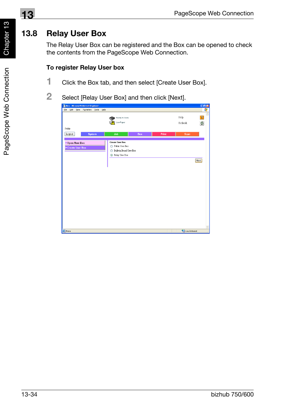 8 relay user box, To register relay user box, Relay user box -34 | Konica Minolta FK-502 User Manual | Page 433 / 458