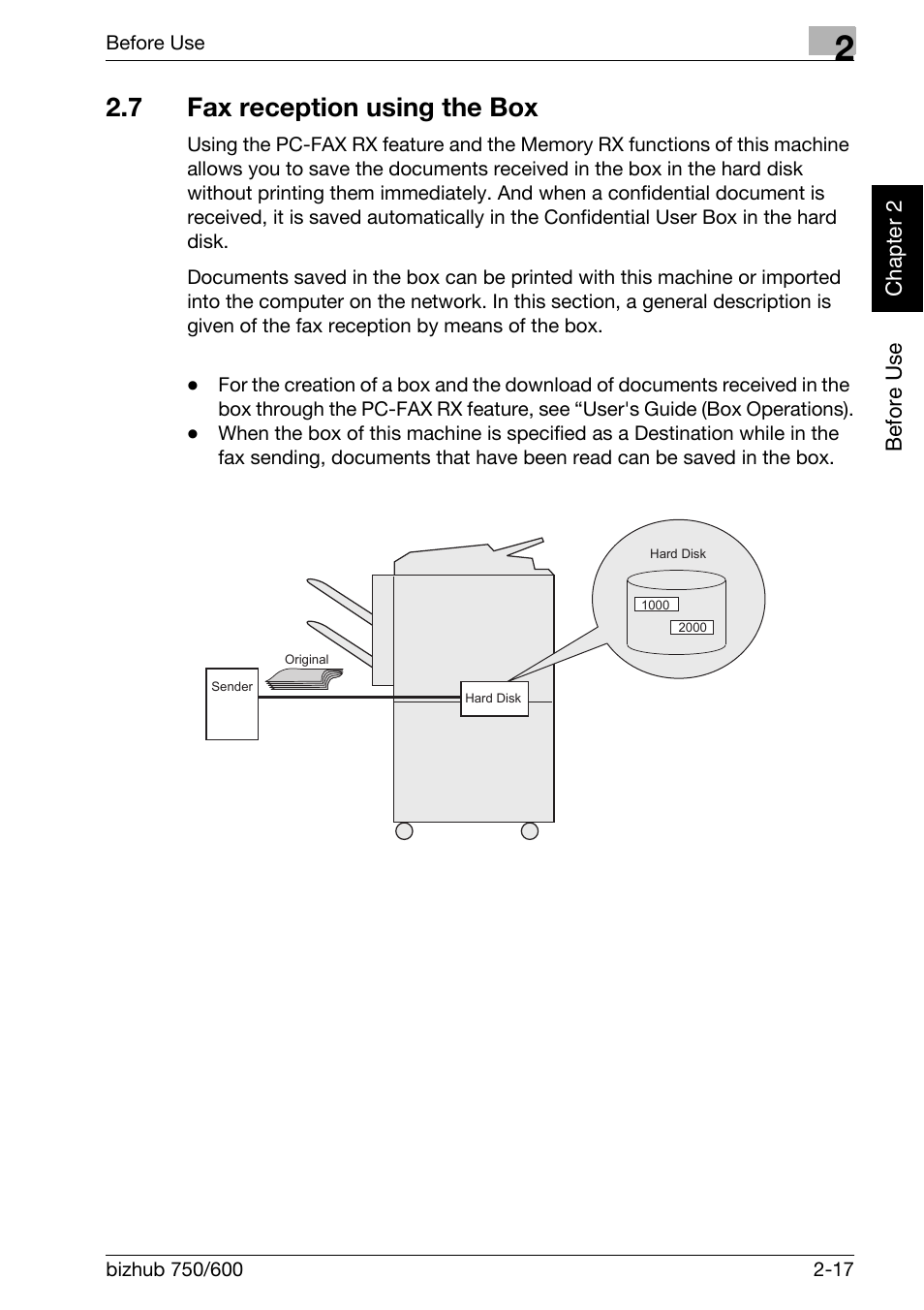 7 fax reception using the box, Fax reception using the box -17 | Konica Minolta FK-502 User Manual | Page 46 / 458