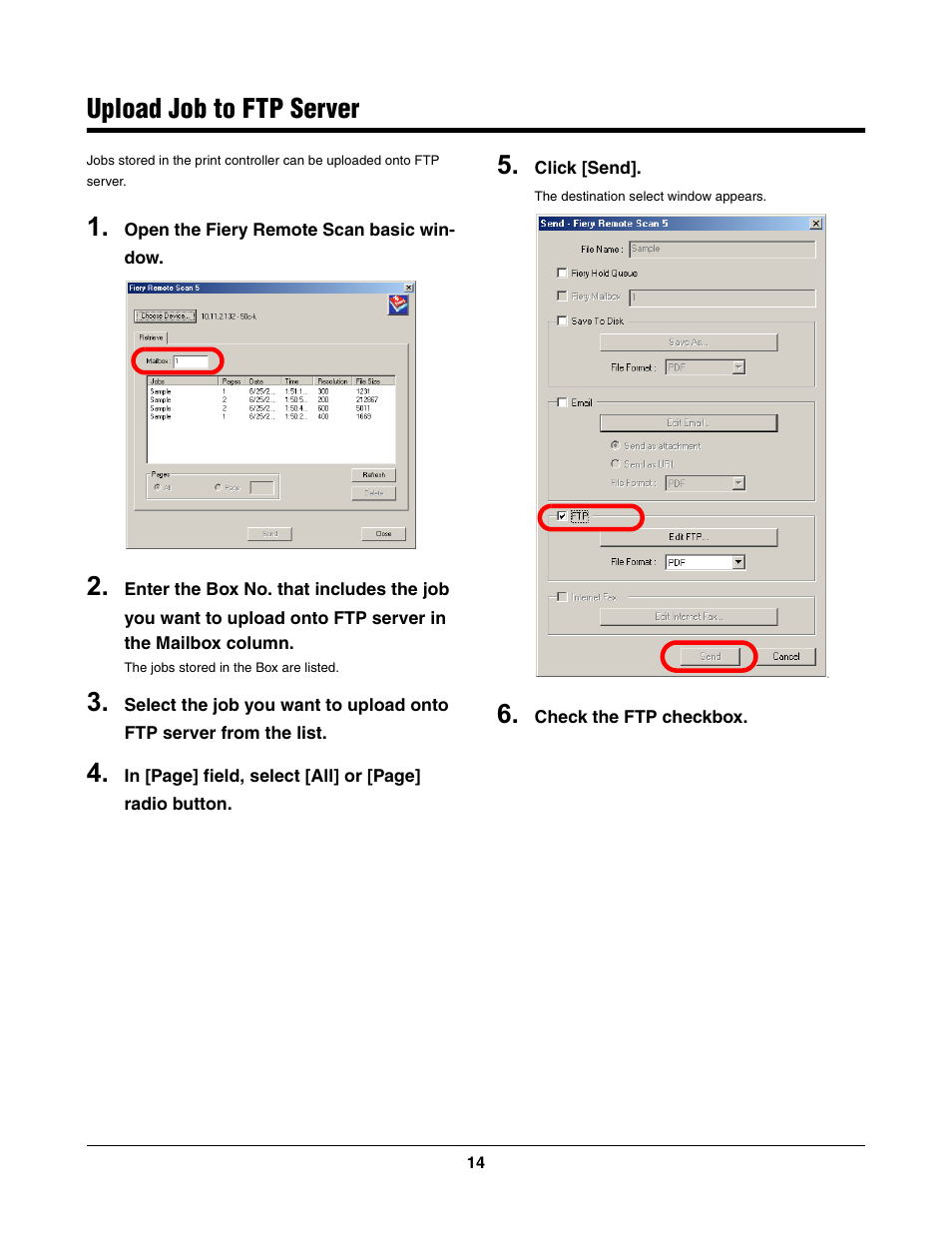 Upload job to ftp server | Konica Minolta bizhub PRO C500 User Manual | Page 14 / 17