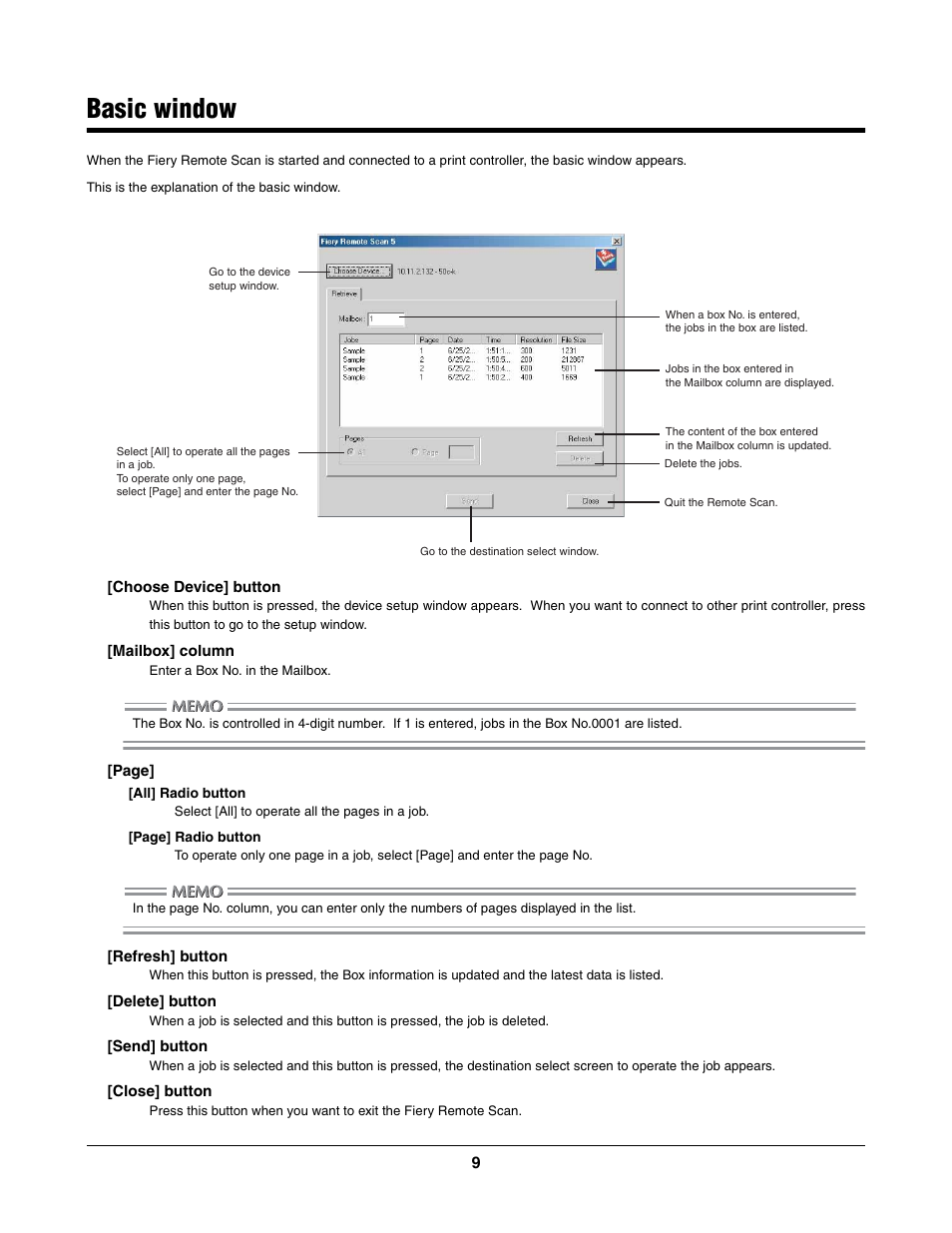 Basic window | Konica Minolta bizhub PRO C500 User Manual | Page 9 / 17