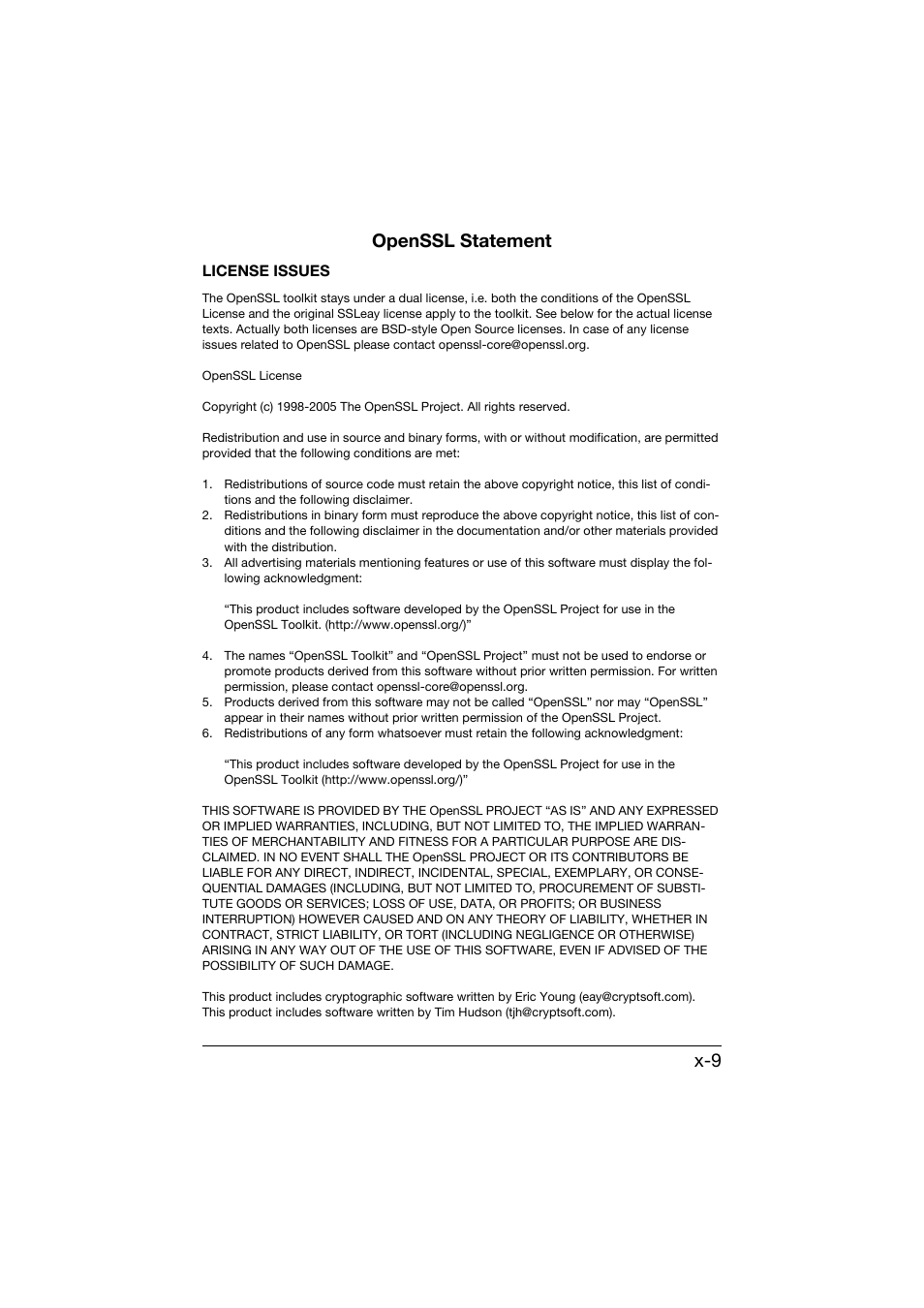 X-9 openssl statement | Konica Minolta bizhub C25 User Manual | Page 10 / 551